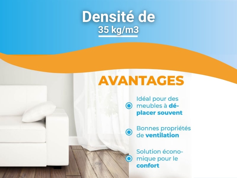 Plaque de mousse Polyether 35 kg m3 densite